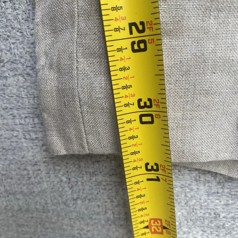 Tommy Bahama Beach Linen Pants Stone Khaki Mens 36x32 Flat Front Pocket Zip